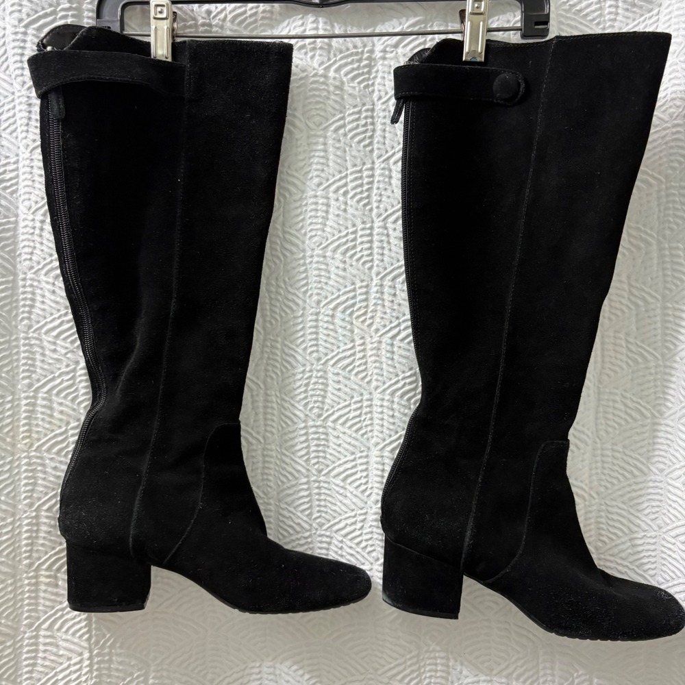 BANDOLINO Suede Knee High‎ Boots Block Heel Black Boots with Zipper size 7M